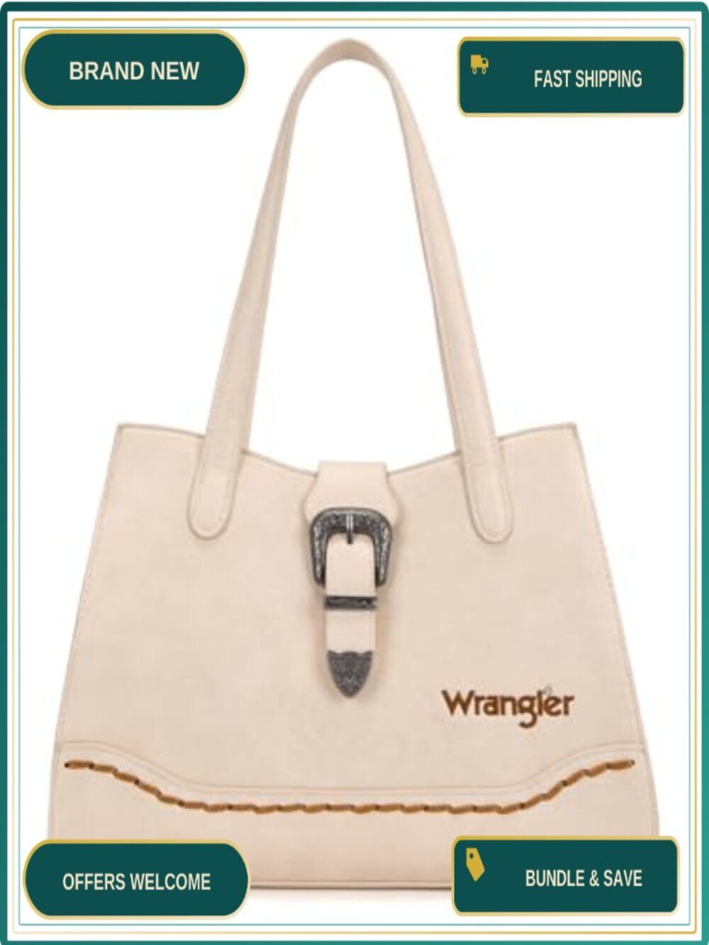 Western Tote Bag Medium Satchel Shoulder Handbag with Horseshoe Buckle